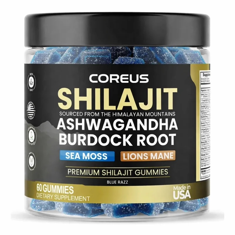 COREUS 5-in-1 Alpha Stack with Shilajit, Ashwagandha, Burdock Root, Sea Moss and Lion's Mane, 60 gummies